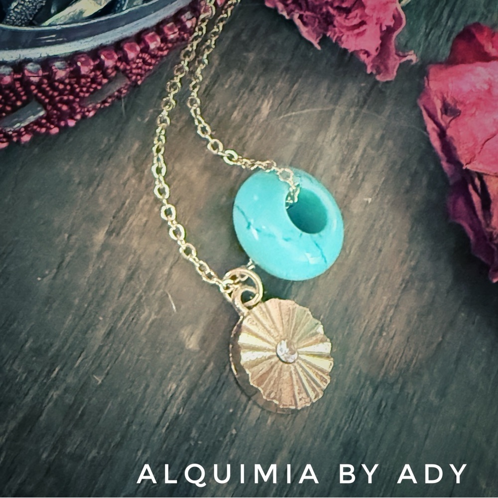 Dainty Vermeil gold 925 stamped delicate necklace + SUNNY TURQUOISE